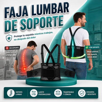 Faja Lumbar de Soporte: Protege tu espalda mientras trabajas, no después del dolor.